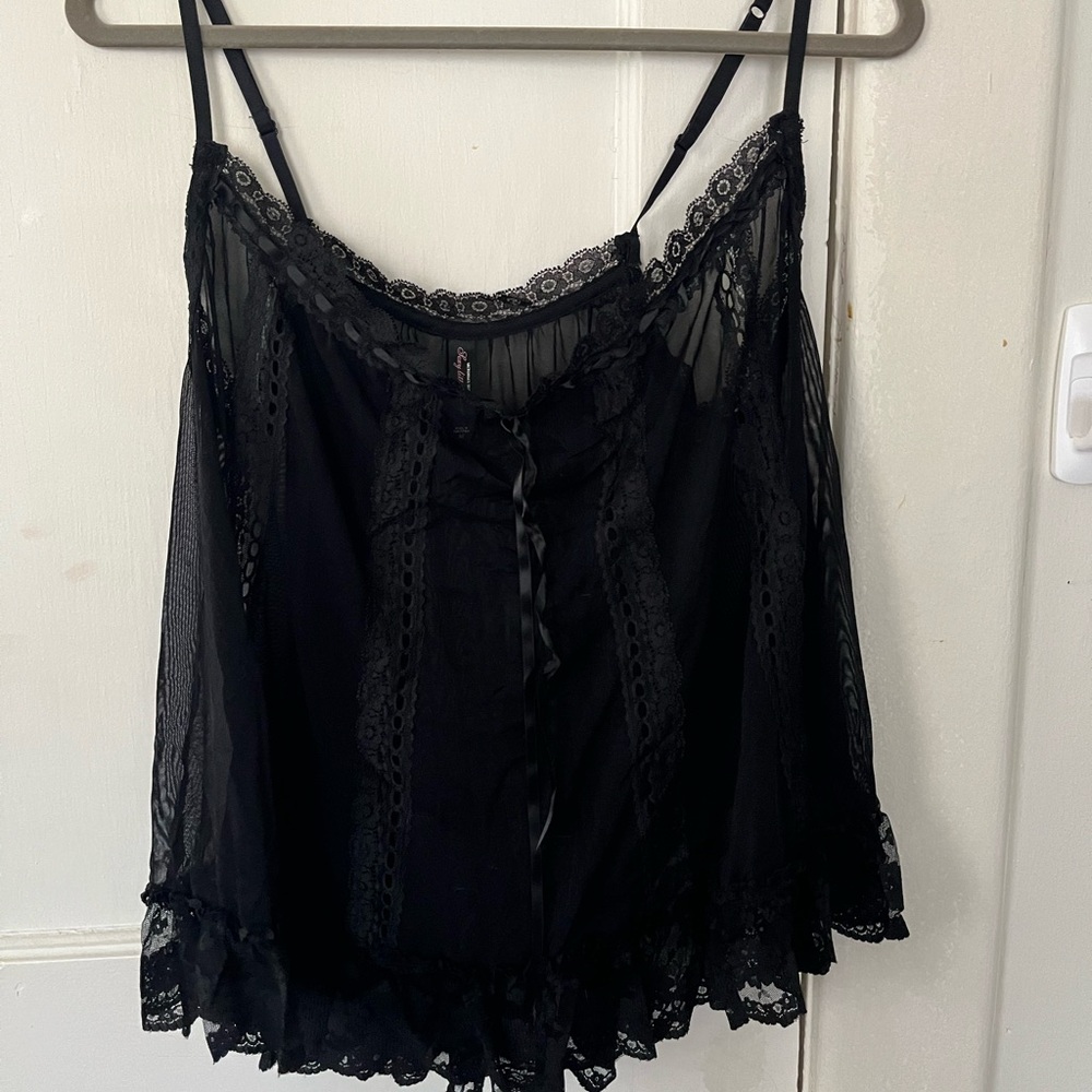 Victoria's Secret Black Lace Chemise Top